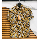 Men lines allover linen shirt